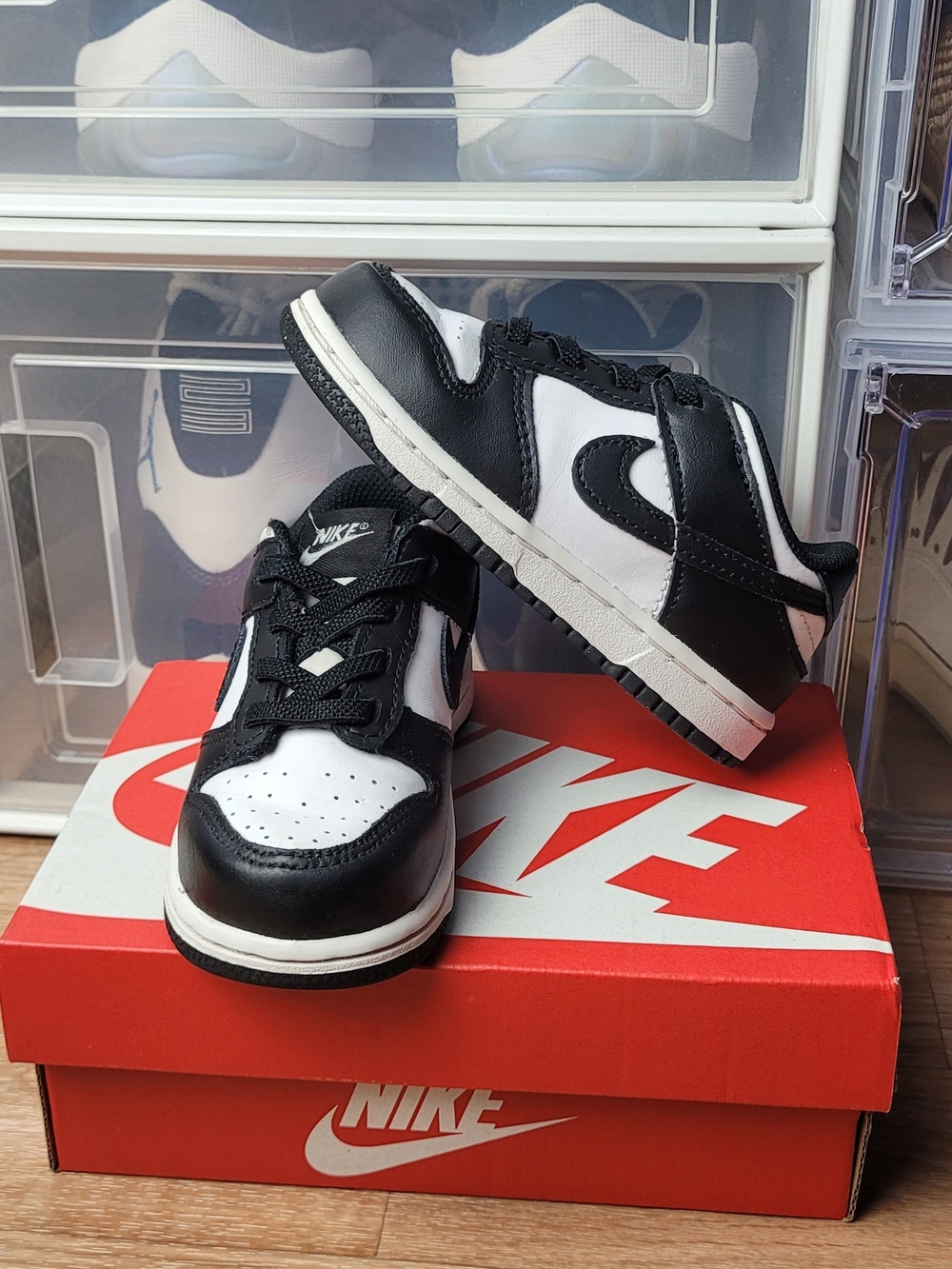 Nike Dunk Low Shoes Black White Panda Toddler Size 8C